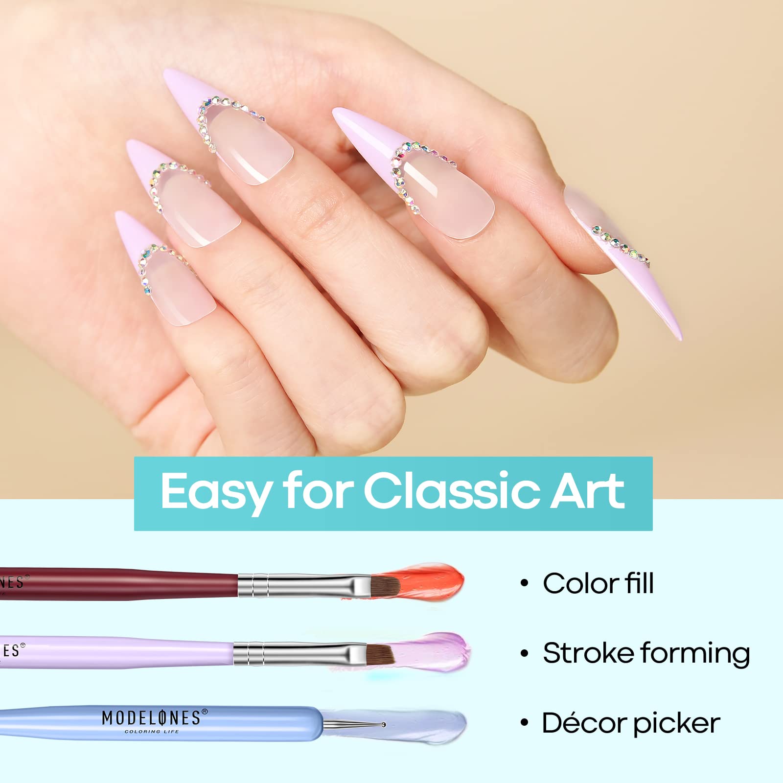 Modelones Nail Art Brushes Set, Nail Art Design Pen Painting Tools with Nail Extension Gel Brush, Nail Art Liner Brush and Nail Dotting Pen for Gel Polish Manicure Salon DIY at Home